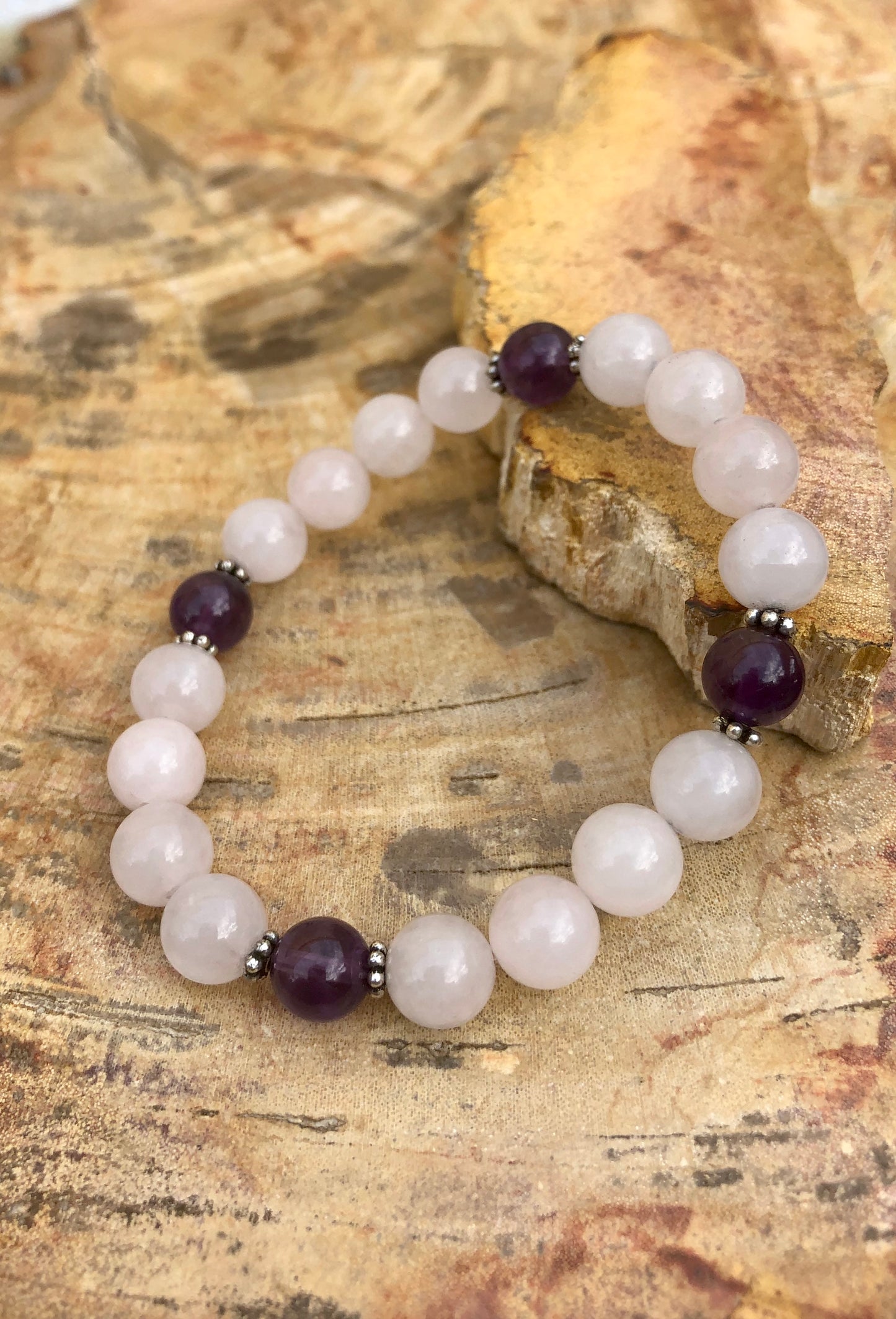 Rose Quartz & Amethyst Stretch Bracelet