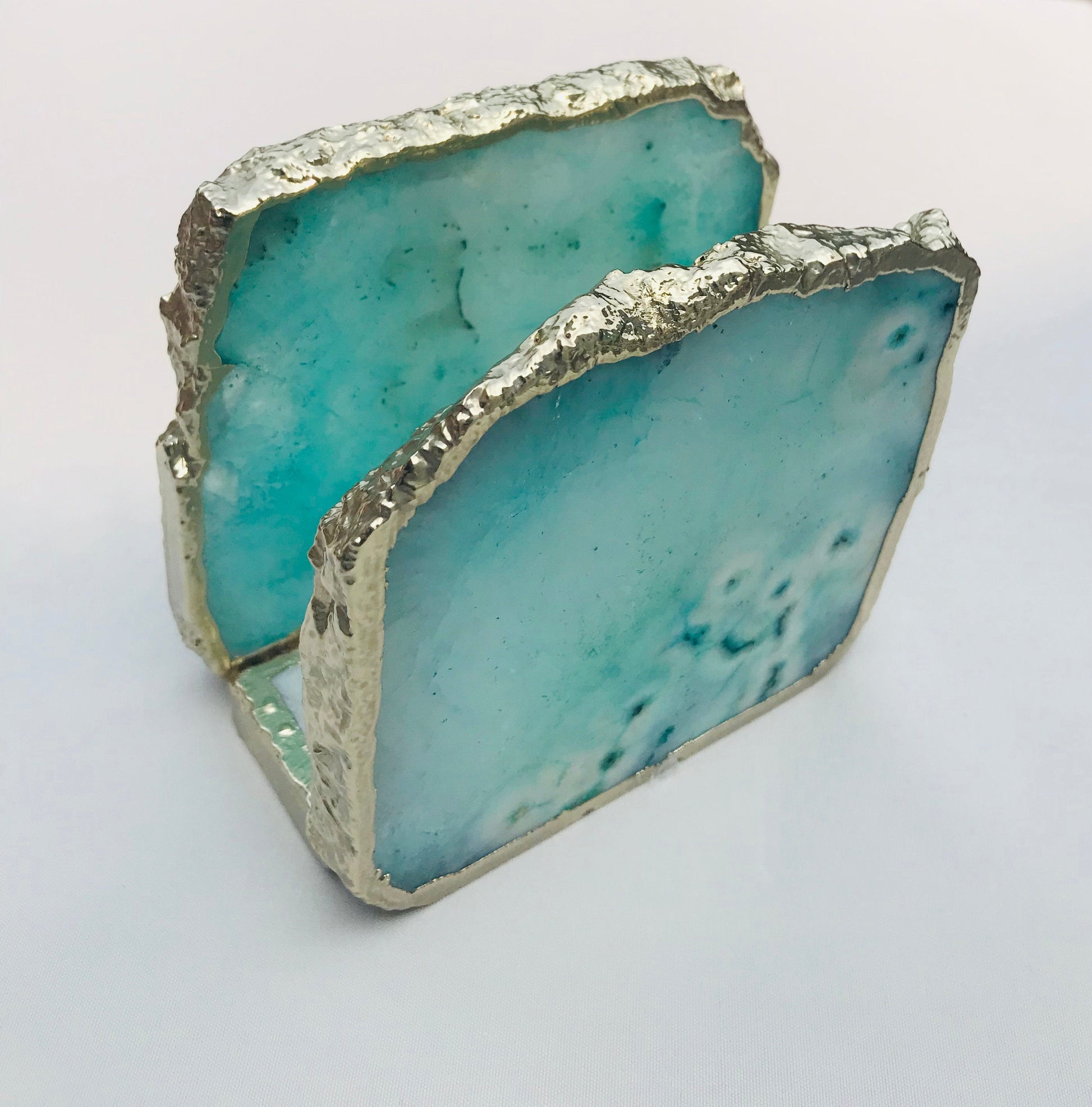 Aqua Agate Napkin Holder - Natural Stone Tableware Decor