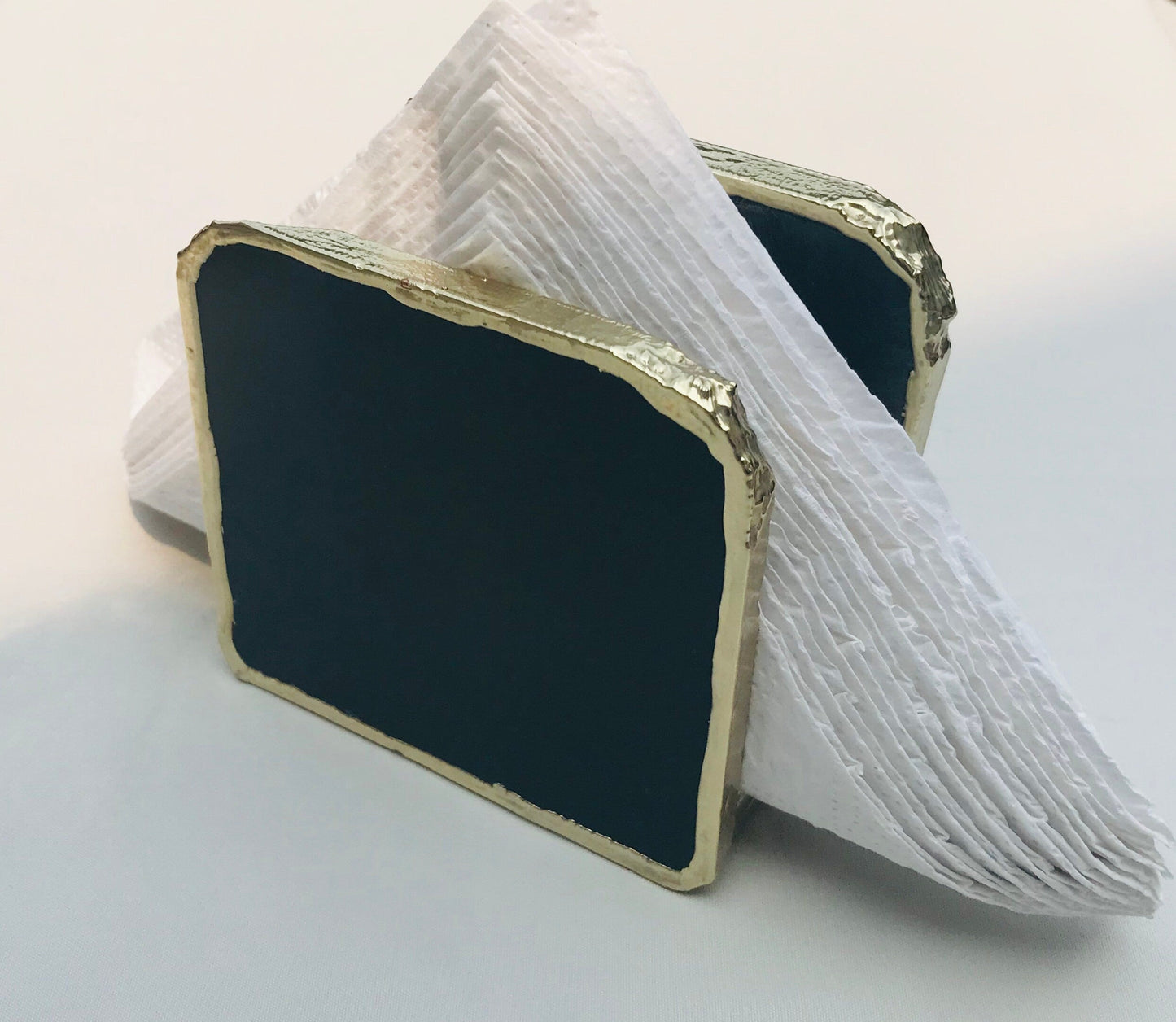 Black Agate Napkin Holder - Natural Stone Design