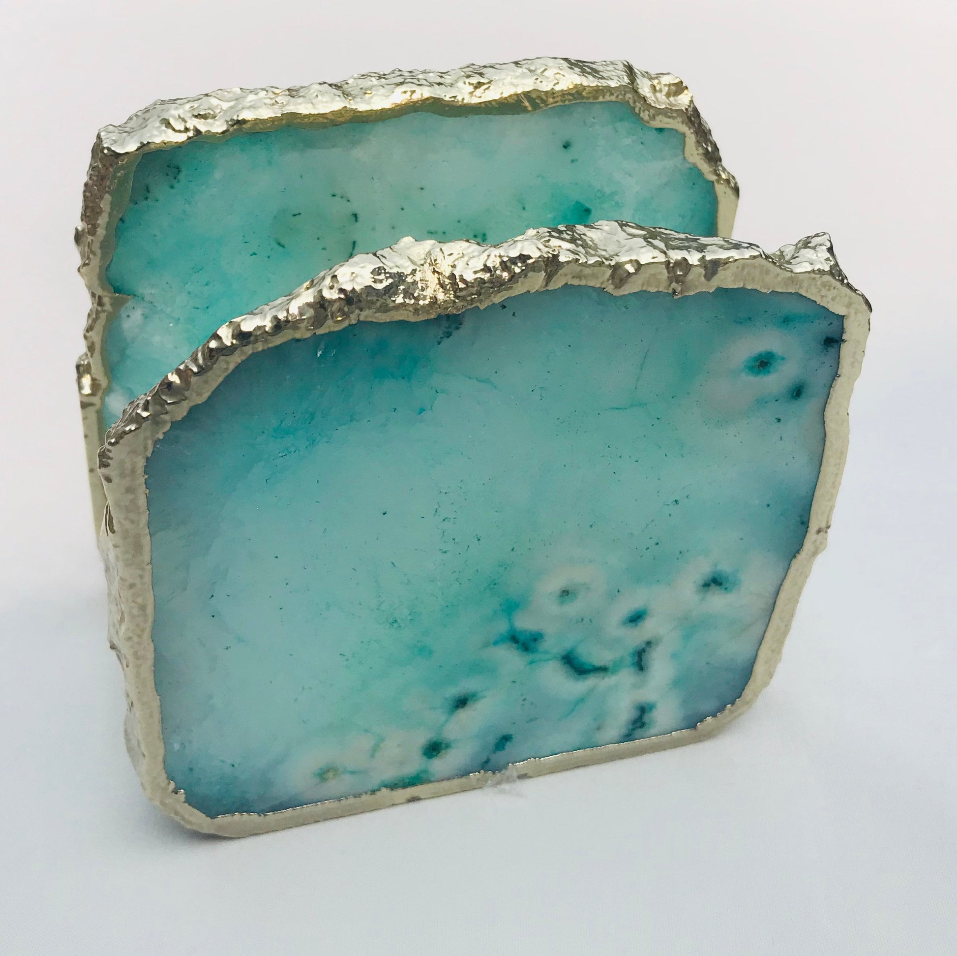 Aqua Agate Napkin Holder - Natural Stone Tableware Decor