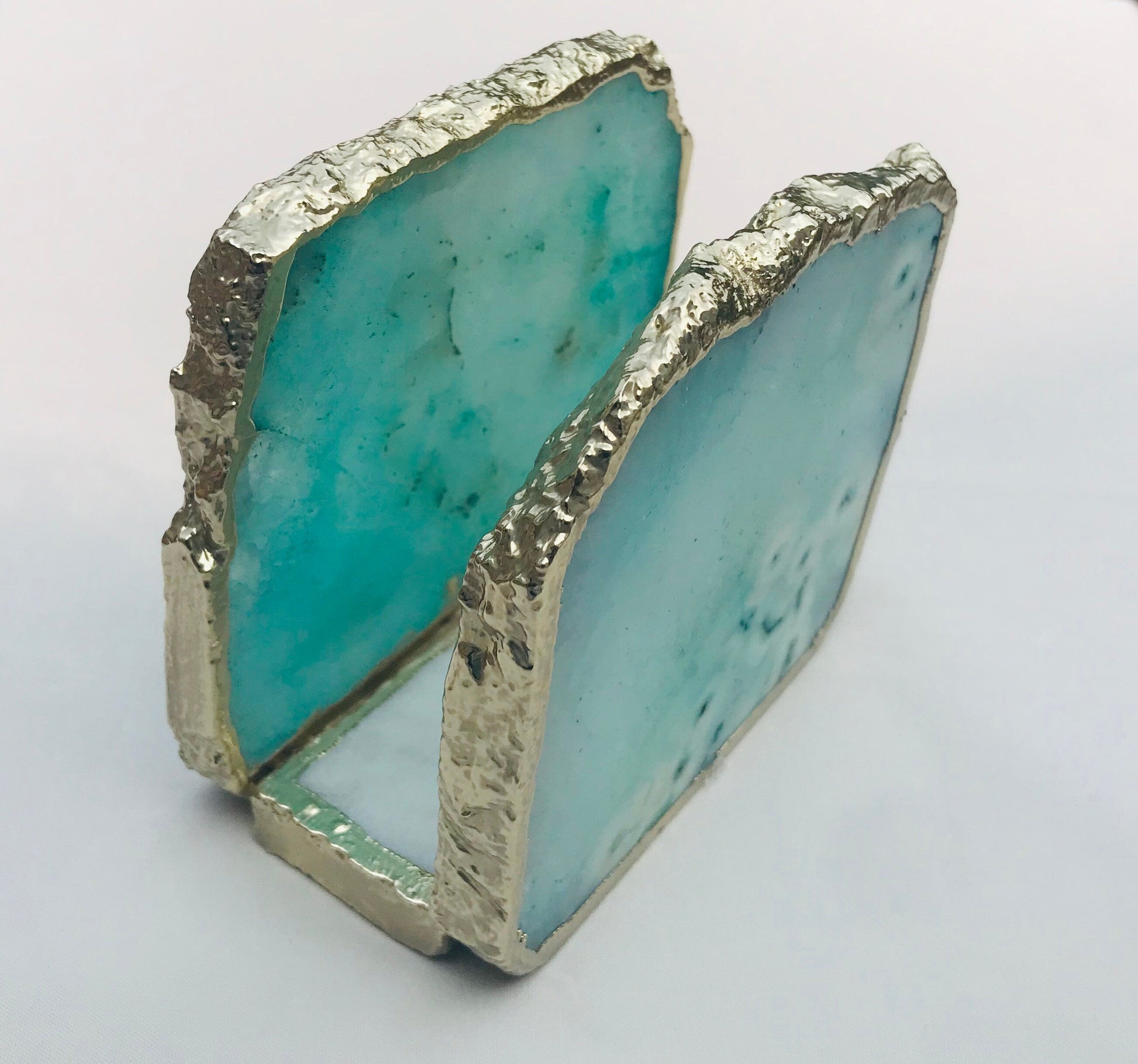 Aqua Agate Napkin Holder - Natural Stone Tableware Decor