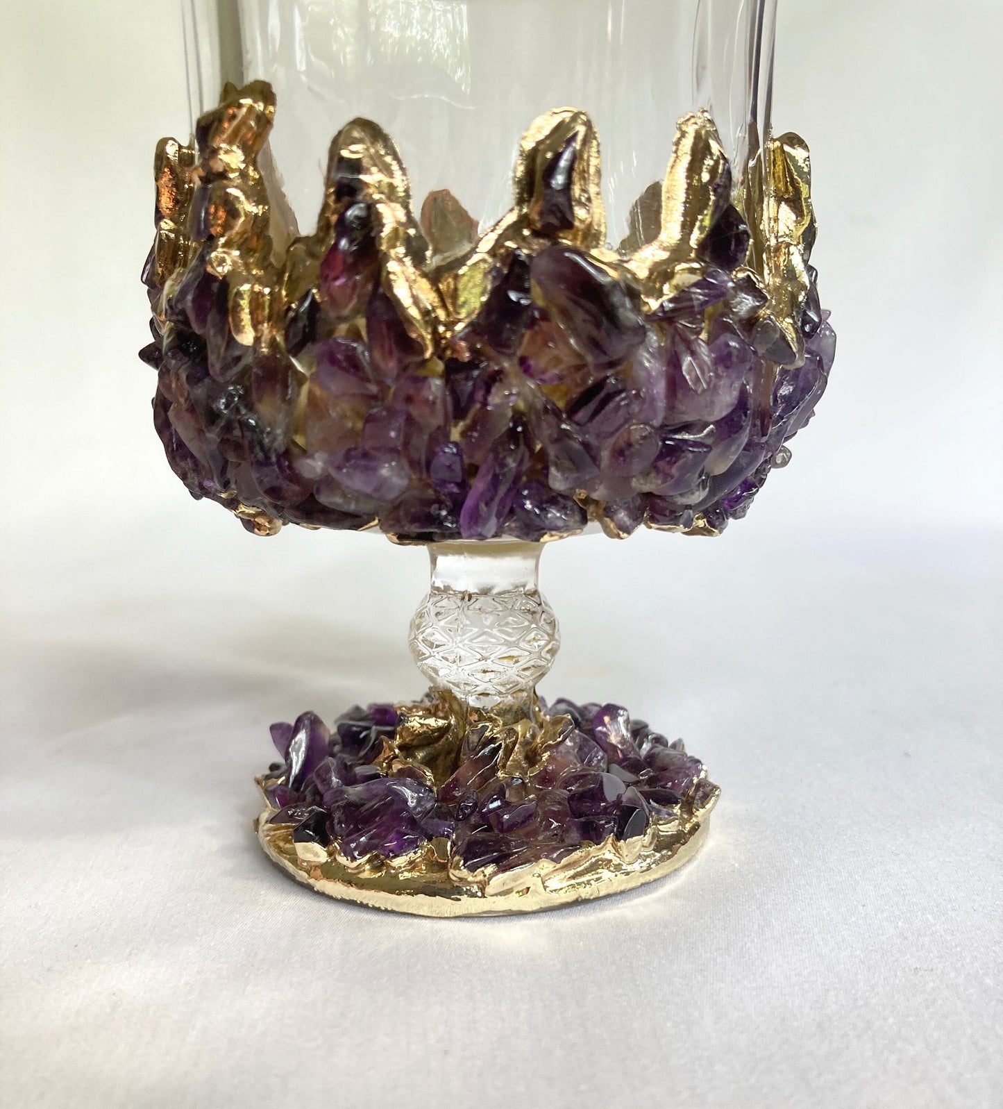 Set of 2 - Crystal Glasses with Gold-Plated Amethyst