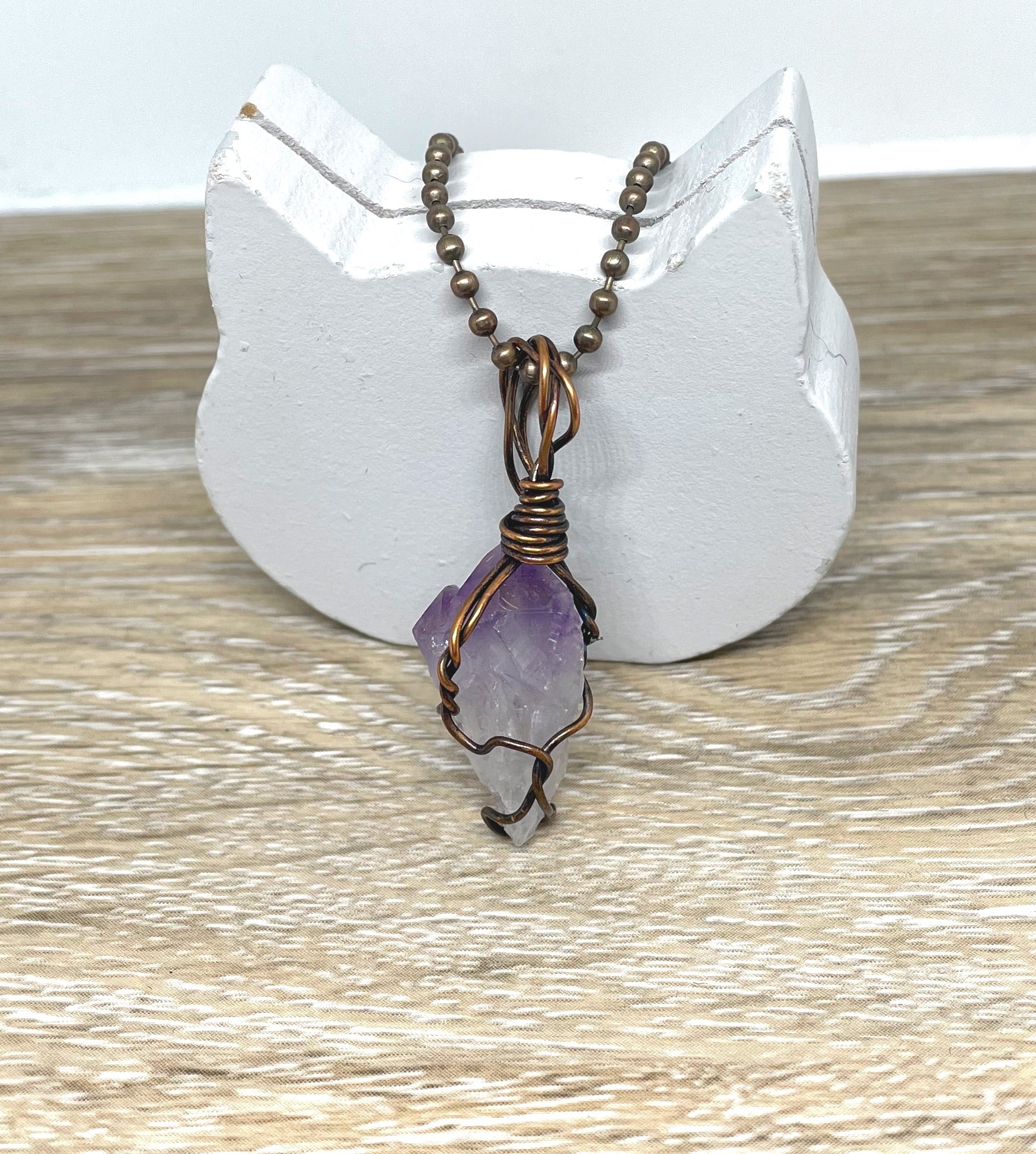 Raw Amethyst Pendant - Handcrafted Wire Wrapped Jewelry