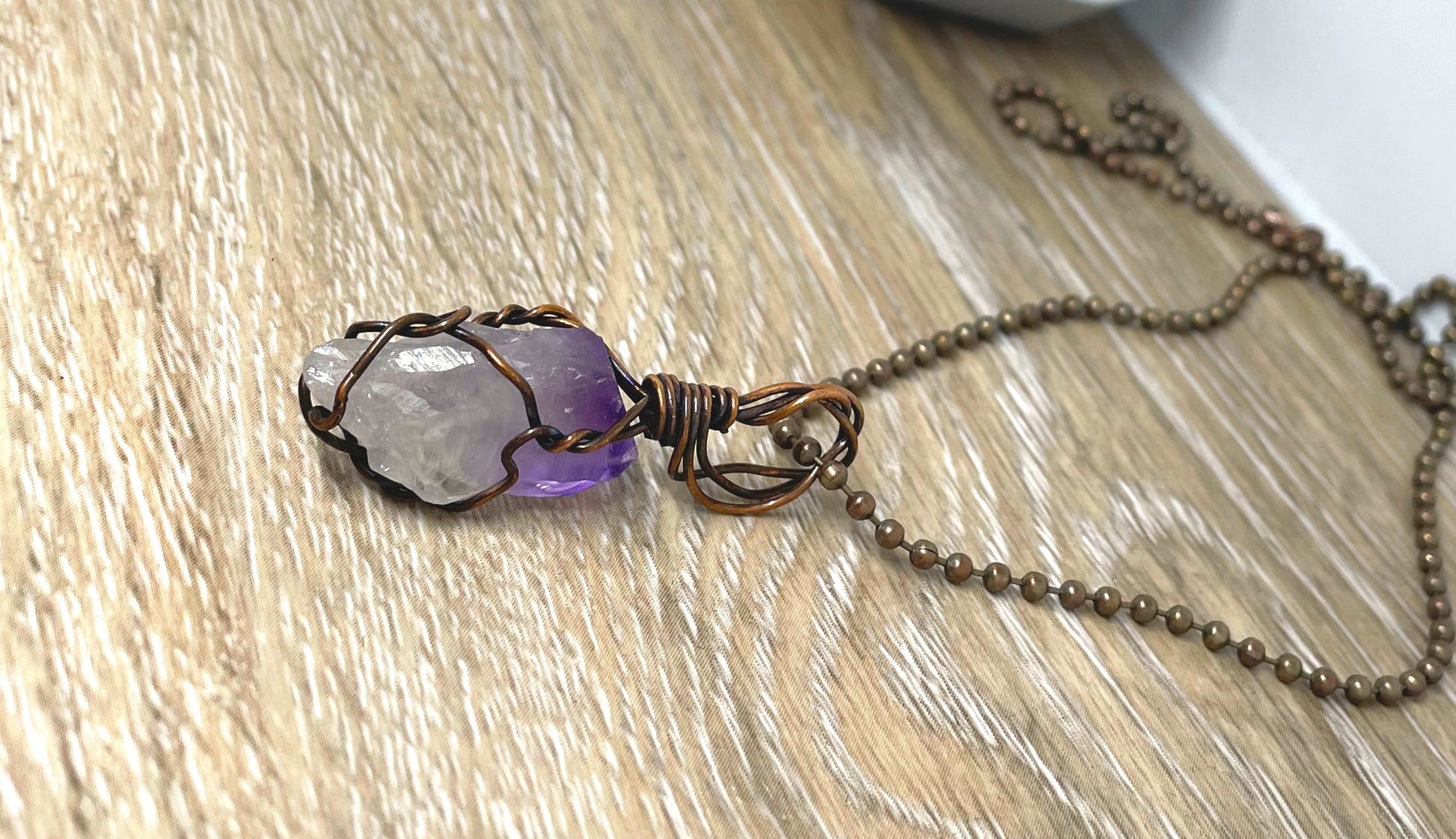 Raw Amethyst Pendant - Handcrafted Wire Wrapped Jewelry