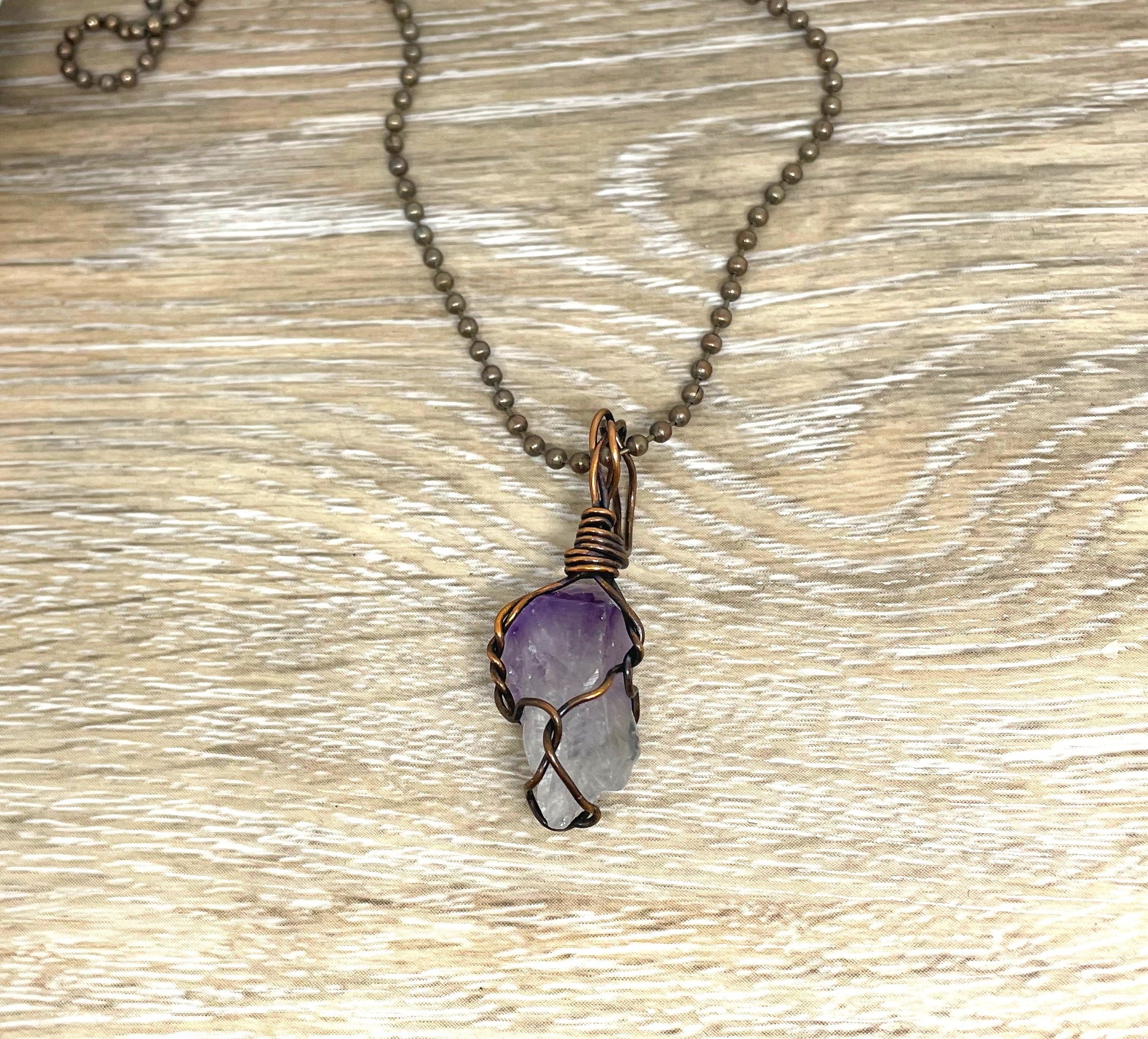 Raw Amethyst Pendant - Handcrafted Wire Wrapped Jewelry