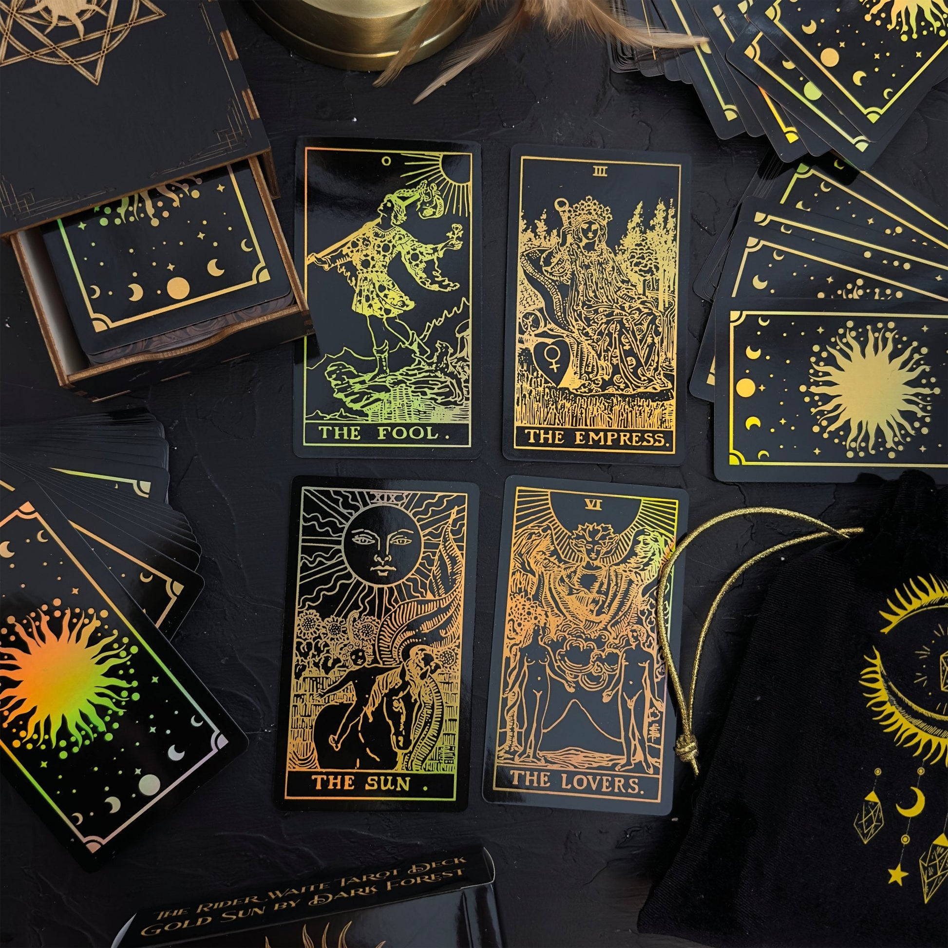 Rider Waite Gold Sun Tarot Deck - Rainbow Foil Finish